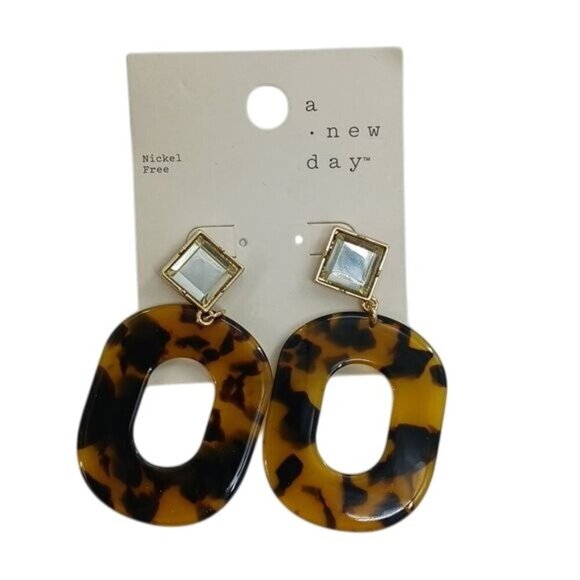 A New Day Drop Earrings Animal Print Stud Circular Nickel Free Womens - Picture 1 of 4